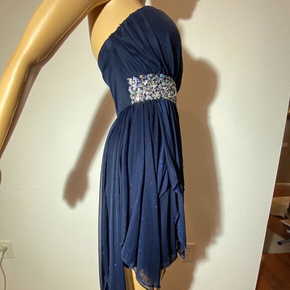 Sequin Hearts Navy Prom Dress Size 5 - Picture 7 of 9